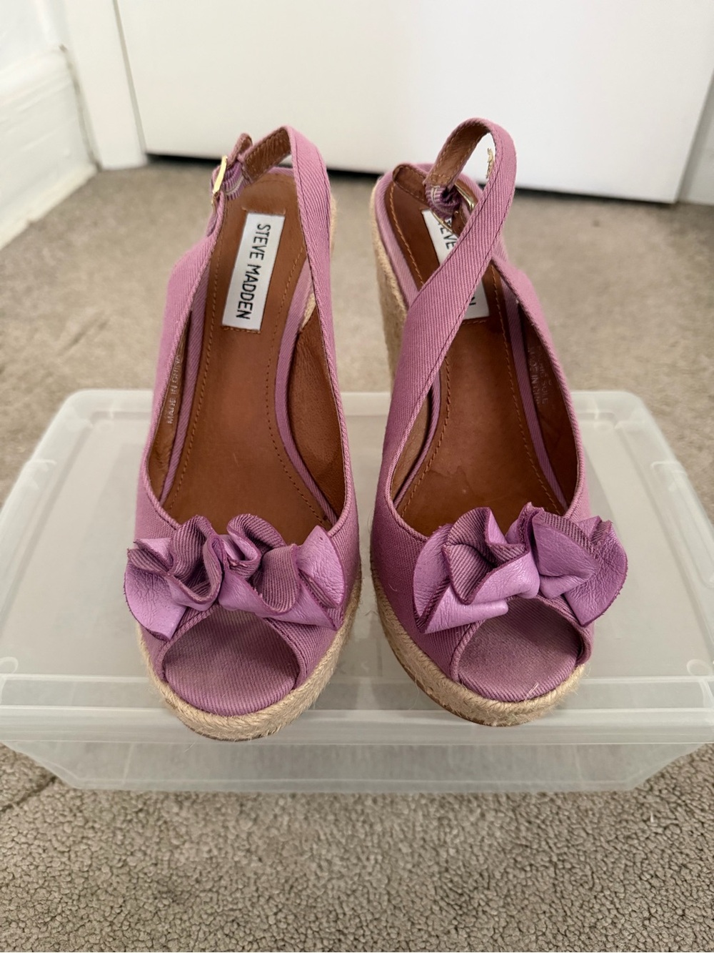 Steve Madden Lavender Slingback Espadrille Wedges with Bow - Picture 6 of 6